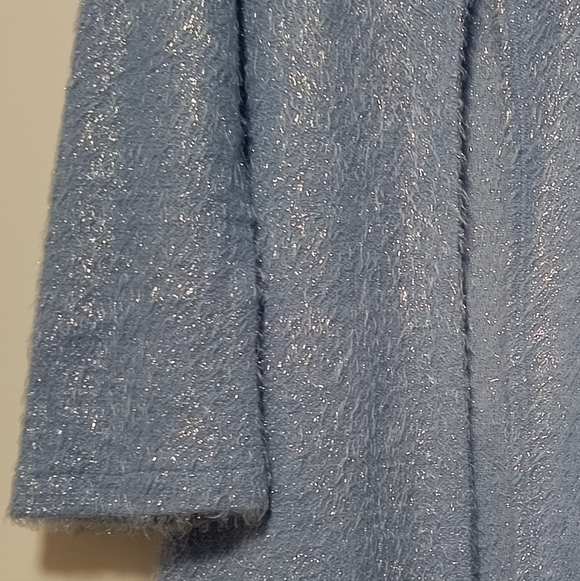 🟣3/$25🟣M❄️Garage Vtg.Fuzzy Blue Shimmer Cardigan - Picture 7 of 7
